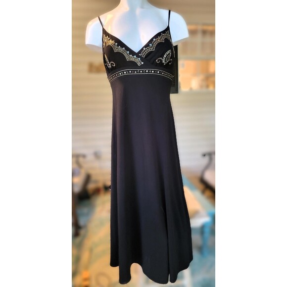Gharani Stok London Fashion Designer Black Dress Sequin Bodice Elastane MINT, Sm - Picture 8 of 10